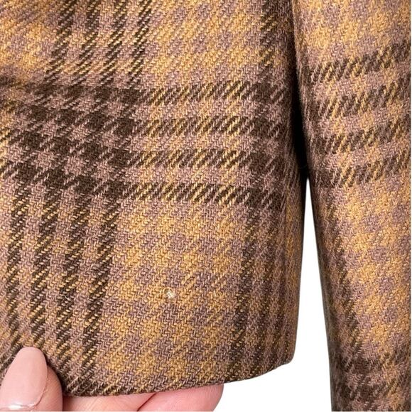 Vintage Aquascutum Brown Virgin Wool plaid Check Sport Coat Blazer Men’s 42R - Picture 6 of 10